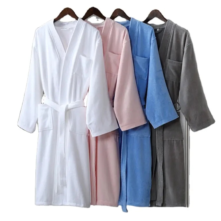 Customized Hotel Spa 100% cotton velvet Bathrobe