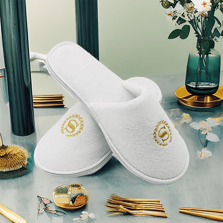 Luxury Coral Velour Hotel Disposable Slipper & Custom Logo